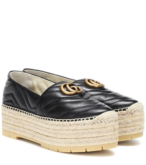 gucci leather espadrilles for women|gucci leather platform espadrille.